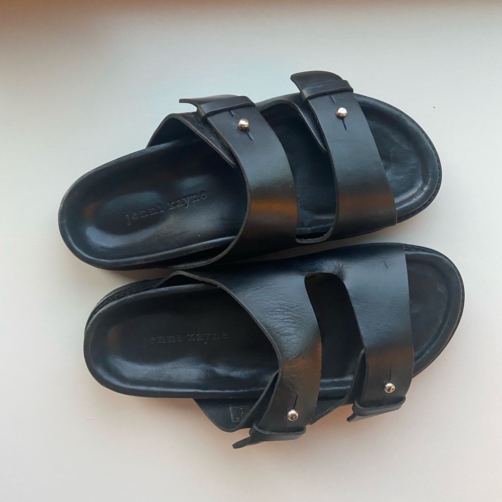 Jenni Kayne black leather Hutton slide sandals size 39